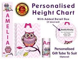 Details About Height Chart Growth Gift Idea Wall Ruler Nursery Decor Chevron Pink Owls
