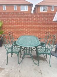Metal Garden Table And 4 Chairs Green