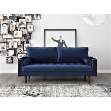 Us Pride Furniture Womble 69 7 In Space Blue Velvet 2 Seater Lawson Sofa With Square Arms