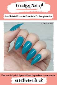 teal press on false nails creative nails
