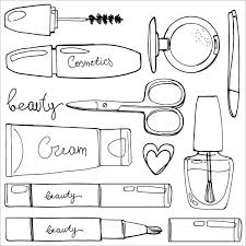 hand drawn makeup set stock vector by