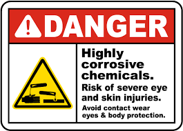 highly corrosive chemicals sign save