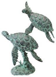 Sea Turtles Bronze Garden Statue
