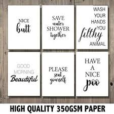 Improve your bathroom wall decor by painting your walls with the perfect color. Bathroom Wall Art Bathroom Prints Bathroom Pictures Decor Funny Quote Art Gift Ebay