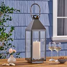 modern outdoor stainless steel lantern
