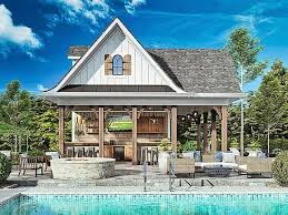 Pool House Cabana Plan With Storage