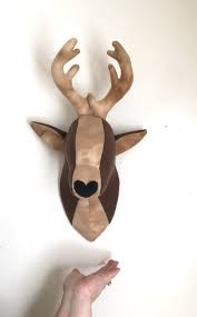 Stuffed Brown Deer Head Wall Art