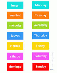 spanish english days of the week