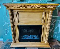 Electric Fireplace With Wooden Stand