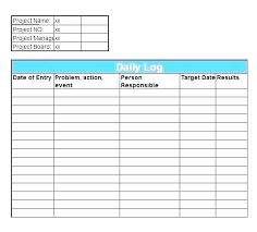 Construction Daily Report Template Excel Project Log