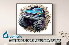 Monster Truck 3d Smashed Wall Art 05