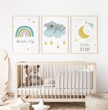 Sleeping Nursery Decor Kids Prints
