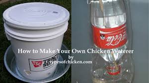 While this video is about how to make an automatic chicken water feeder out of a 5 gallon bucket, this idea can very easily be adapted for feed. How To Make Your Own Chicken Waterer 2 Diy Projects