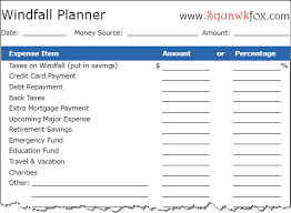 Dont Blow Your Dough Use The Windfall Planner Worksheet