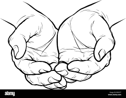 Hands cupping drawing