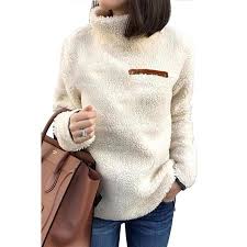 Womens Fashion Fleece Jacket Pullover Sweaters Sherpa Sweatshirt Tunic Blouse
