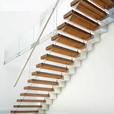 solid wood tread for floating stairs