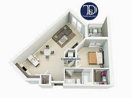 Modern One Bedroom 3d Floor Plans