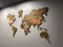 Wooden World Map Wall Decor