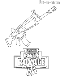 Fortnite Battle Royale Coloring Page Weapon Scar Assault Rifle