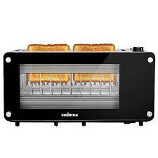 Cusimax Glass Toaster 2 Slice Long Slot