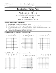 4 1 Graphing Quadratics In Vertex