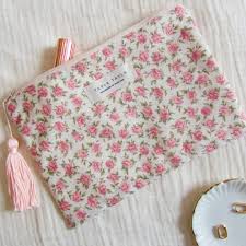 rose print makeup bag zip pouch by