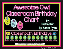 Back To School Owl Classroom Birthday Chart