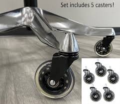 rubber in line office chair caster set
