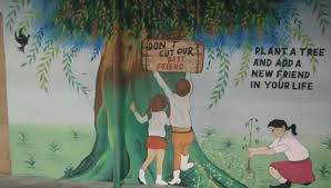 dlf save trees wall art in delhi ncr