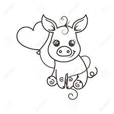 Printable baby cute pig coloring pages. Cute Cartoon Baby Pig Vector Illustration Coloring Page Royalty Free Cliparts Vectors And Stock Illustration Image 103196773