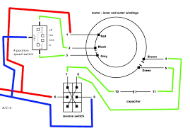 Motor connection diagram for a 4 wire reversible psc. Wiring Multispeed Psc Motor From Ceiling Fan Home Improvement Stack Exchange