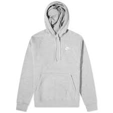 Swoosh embroidered in white at chest. Heather Gray Nike Hoodie Off 71