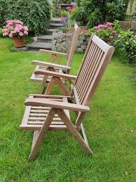 reclining garden chairs 2 solid teak