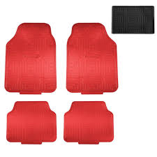 fh group metallic finish 28 in x 19 in rubber backing floor mats red