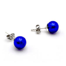 cobalt blue studs earrings round