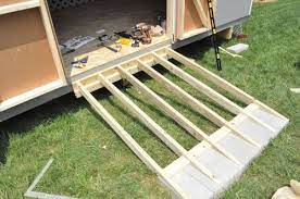 Use a level to draw a straight line across the 2 x 4's (or 2 x 6's). How To Build A Shed Ramp Shed Ramp Building A Shed Diy Shed