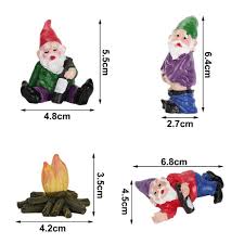 4x Mini Drunk Gnomes Dwarf Fairy Garden