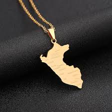 peru map with city pendant necklace