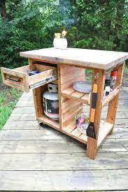 rolling grill side cart with storage