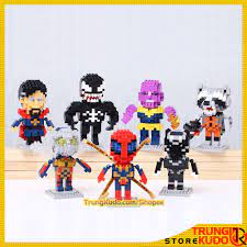 Mô hình Siêu Anh Hùng dạng Đồ chơi xếp hình Siêu nhân (Iron Man, Captian,  Spider Man,...) Mô Hình Marvel DC - Mô hình nhân vật