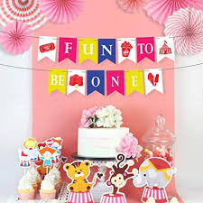 Fun To Be One Banner High Chair Kit Boy Or Girl First Birthday Party Supplies Multi Color Pennant Banner Circus Banner Decoration For 1st