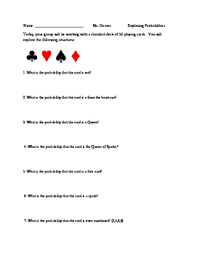 Playing Cards Probability Worksheets Teaching Resources Tpt