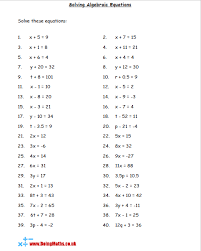 Algebraic Equations Free Worksheets