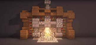minecraft bookshelf with fireplace