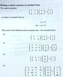 Solved Writing Matrix Equation In