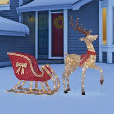 glitter string led deer and sleigh with