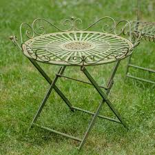 Folding Iron Garden Table In Antique Green