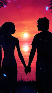 couple sunset silhouette romantic