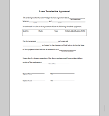 Lease Termination Agreement Form Sample Forms